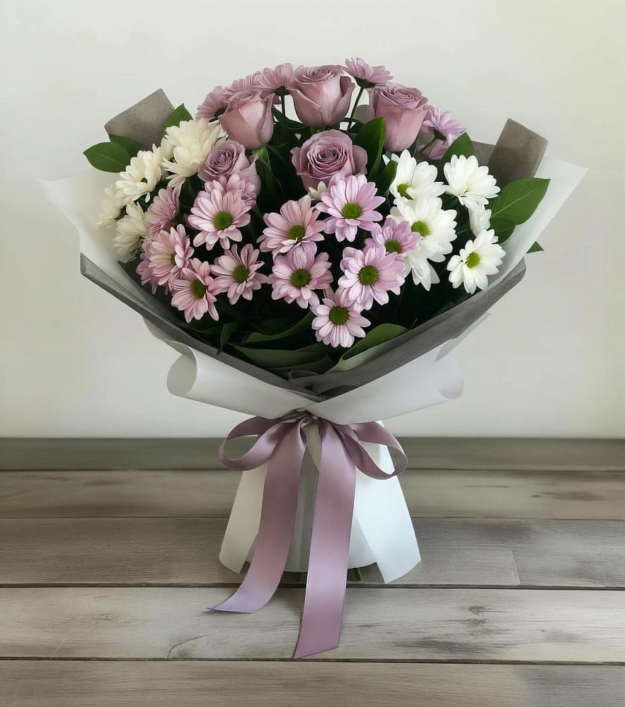 Букет цветов из: Хризантемы и Розы в Журавлёвке