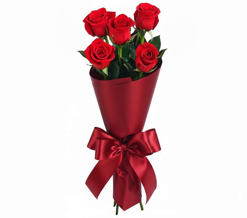 Букет 5 Красных роз Эдлесс Лав в Журавлёвке