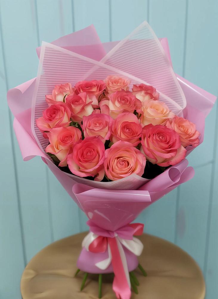 Букет 15 Розовых роз Равель в Журавлёвке