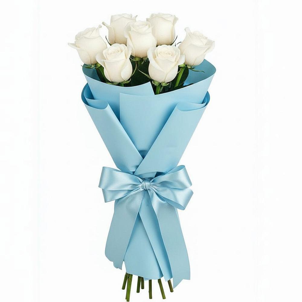 Букет 7 белых роз Проуд в Журавлёвке
