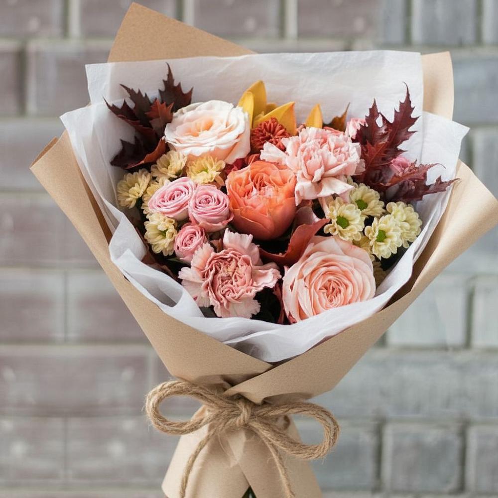 Букет цветов из: Гвоздики, Хризантемы и Розы в Журавлёвке