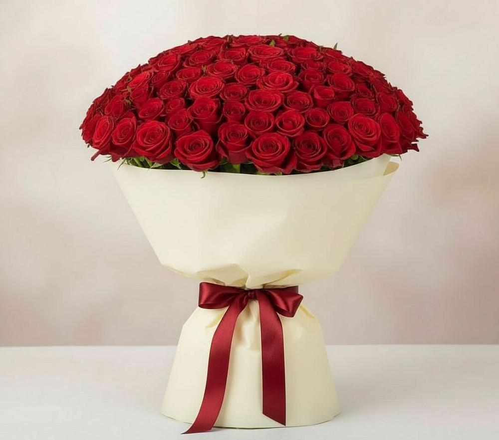 Букет 101 Красная роза Милано в Журавлёвке