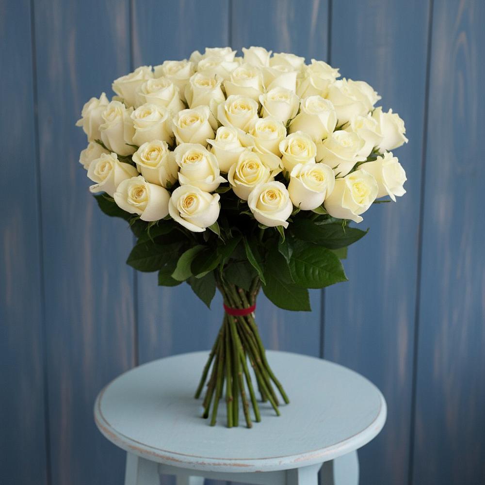 Букет 51 Белая роза Эдлесс Лав в Журавлёвке