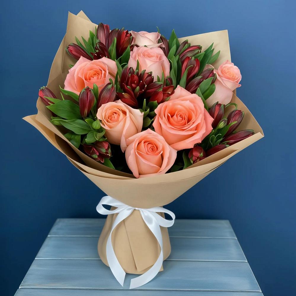 Букет цветов из: Розы и Альстромерии в Журавлёвке