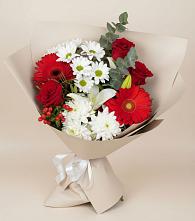 Букет цветов из:  Розы, Хризантемы, Герберы и Лилии в Журавлёвке