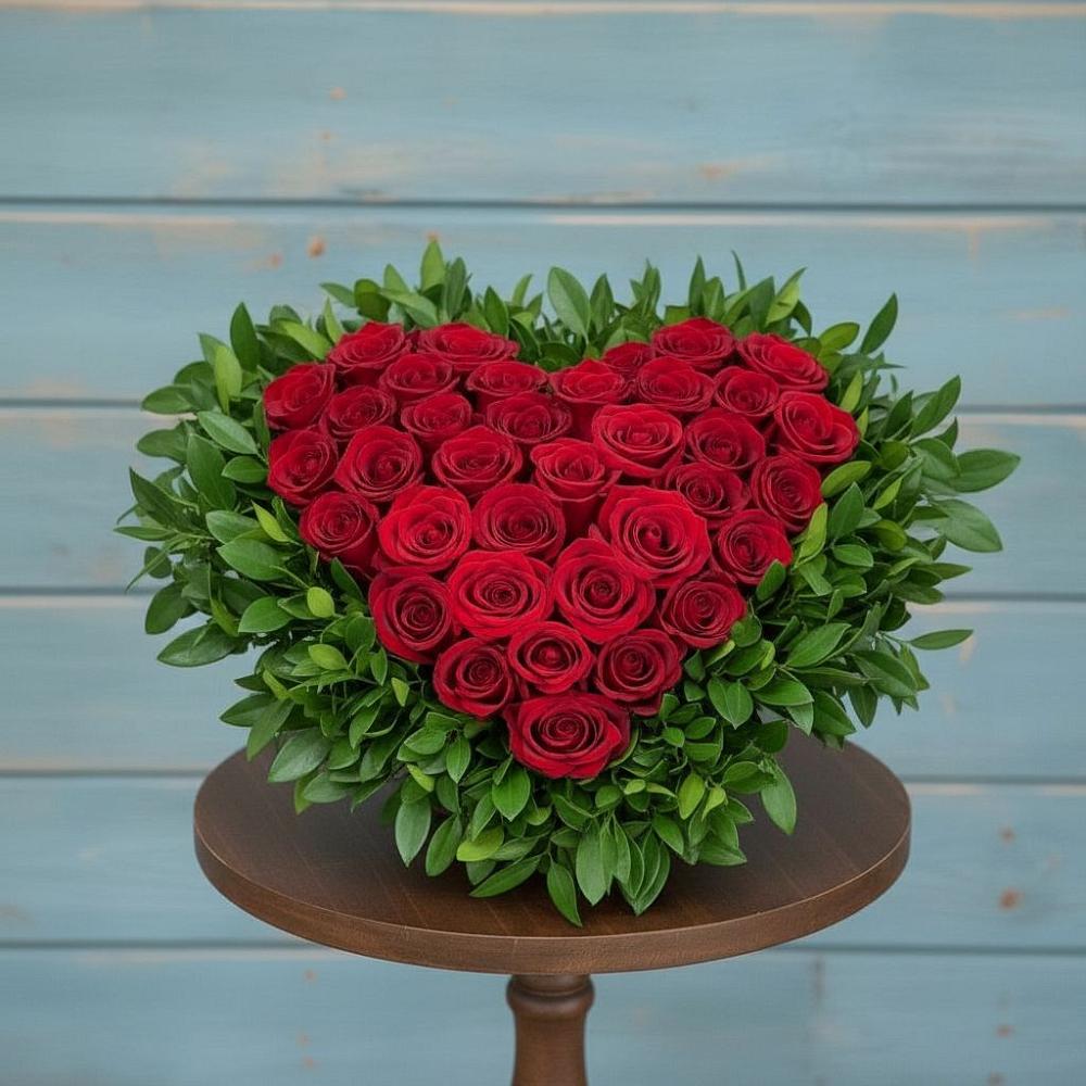 Цветочная композиция из Розы в виде сердца в Журавлёвке