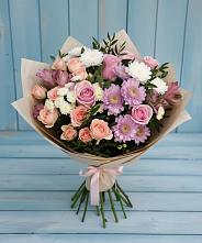 Букет цветов из:  Хризантемы, Розы и Альстромерии #REPLACE_PRED# Журавлёвке