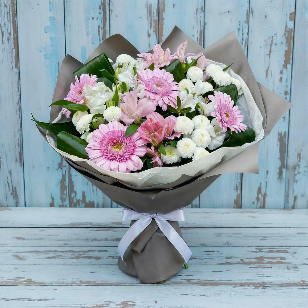 Букет цветов из: Герберы, Альстромерии и Хризантемы в Журавлёвке